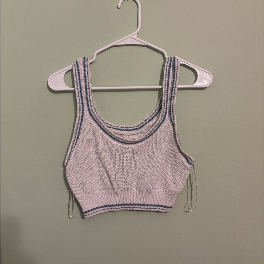 Aeropostale White and Blue Knit Cropped Top